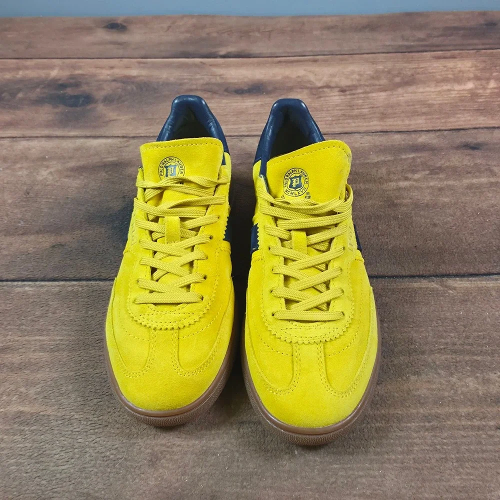 Polo Ralph Lauren Bedford Sneaker Mens 7.5 Yellow Good Suede Low Top Gum Sole